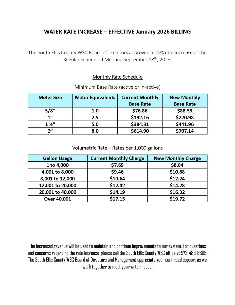 Water Rate Increase July 2024